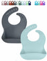 otterlove Silicone Baby Bibs, Pack of 2 with No Fillers and Wide Food Catching Pocket in Mint and Smoke