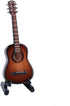 Dselvgvu Wooden Miniature Guitar with Stand, Brown Model for Dollhouse Decoration, 3.93"x1.42"x0.56"