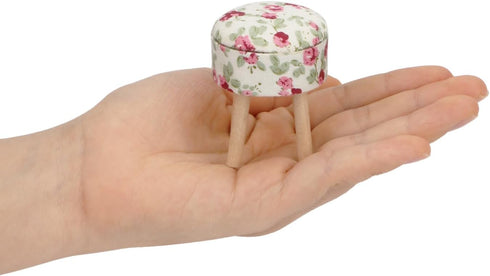 1:12 Dollhouse Stool Miniature Round Upholstered Scale Wooden Stool Ornament Dollhouse Furnishing Accessories Mini