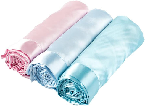 Heavens Cuddles 48"x36" Double Sided Pure Satin Baby Blanket (Light Blue)