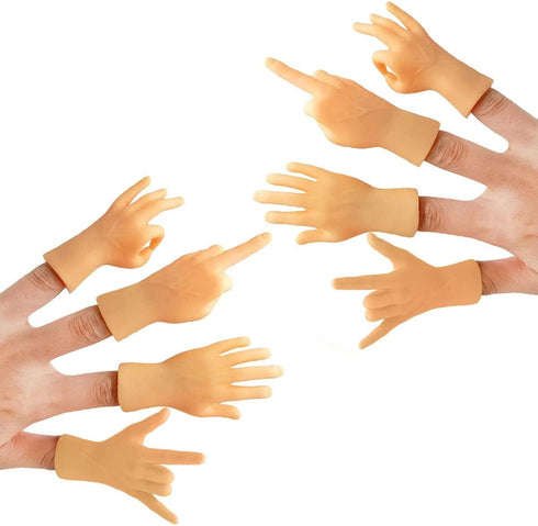 AQKILO Tiny Hands Mini Finger Puppets, 8 Pieces Left and Right Hand Set, Funny Party Favors and Novelty Toys