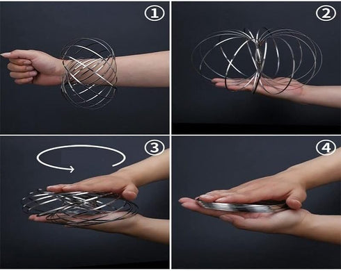 YOFOBU 9 Pack Flow Spinner Ring Arm Magic Spring Arm Flow Sculpture Ring Colored Magic Kinetic Spring Interactive