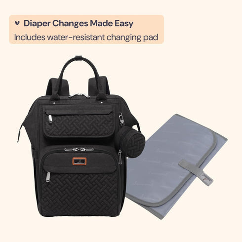 Backpack, Pack BabbleRoo Diaper Bag Multifunction Nappy Changing Bag with Changing Pad, Stroller Straps & Pacifier