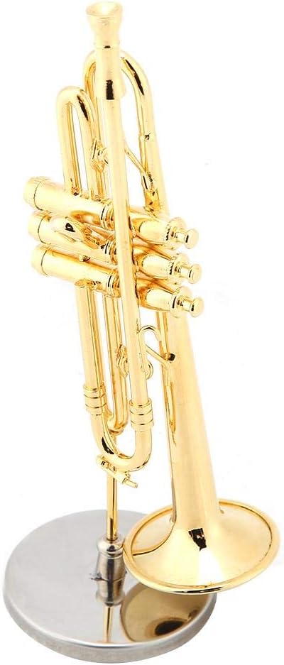 Music Instrument Miniature Replica - Mini Musical Instruments Collection Trumpet Model with Case Stand