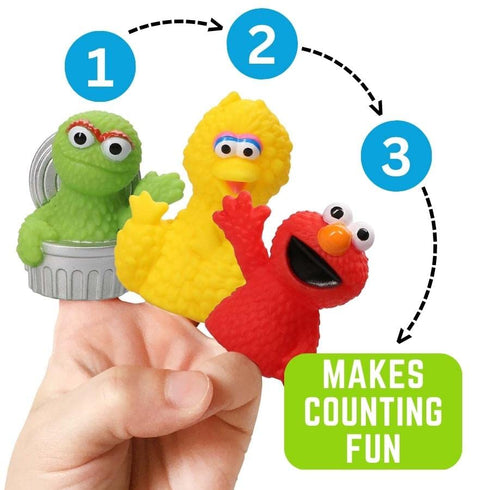 Sesame Street 10 Piece Finger Puppet Set - Educational Bath Toys, Party Favors, Floating Pool Toys, Playtime
