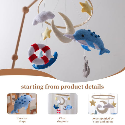 GOODMOM Baby Mobile for Crib, Astronaut Crib Nursery Mobile for Boys Girls, Handmade Baby Mobile Infant Bedroom Hanging