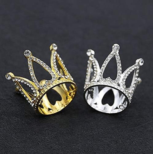 Gold Mini Crown Cake Topper, Prince Princess Small Tiara Cupcake Toppers, Rhinestone Golden Newborn Crown