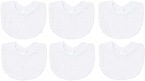 6 PACK Muslin Baby Drooling Bibs, Unisex Boys Girls Cotton Absorbent Feeding Teething Bandana Scarf Bibs