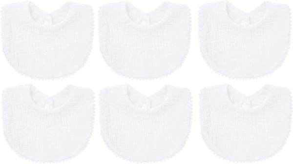 6 PACK Muslin Baby Drooling Bibs, Unisex Boys Girls Cotton Absorbent Feeding Teething Bandana Scarf Bibs