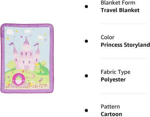 EVERYDAY KIDS Toddler Throw Blanket, 30" by 40", Princess Storyland, Super Soft and Comfortable