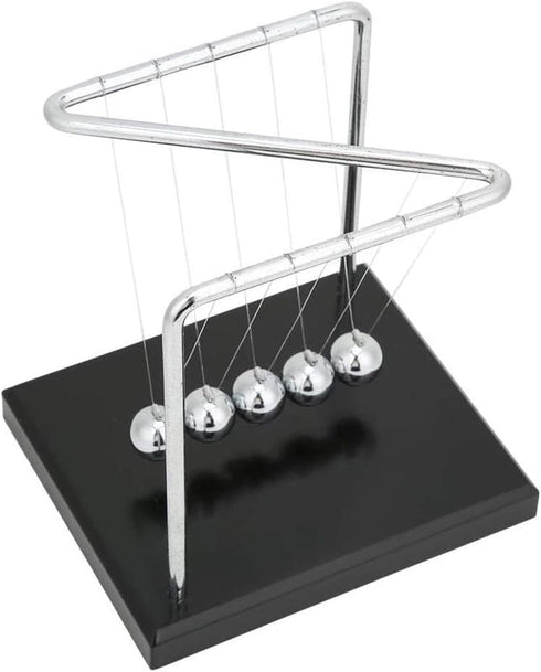 Z-Shape Newton's Cradle Balance Ball, Classic Wood Base, Metal Pendulum Balls Physics Science Ornament