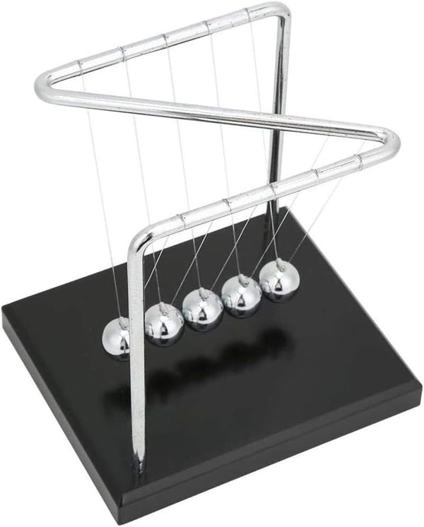 Z-Shape Newton's Cradle Balance Ball, Classic Wood Base, Metal Pendulum Balls Physics Science Ornament