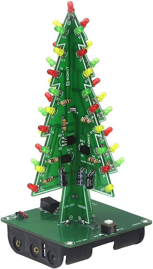 3D Xmas Tree Soldering Project Electronic DIY Kit, Upgraded 7 Color Flashing LED PCB Kit