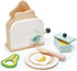 Tender Leaf Toys Mini Chef Breakfast Toaster Set - 10 Pcs Classic Wooden Pop Up Toaster Toy for Pretend Cooking