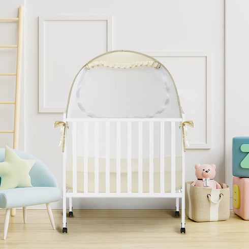 L RUNNZER Pack Pack Pop Up N Play Tent, Baby Net to Keep Toddler in, Mini Crib Canopy for and Play, See Through