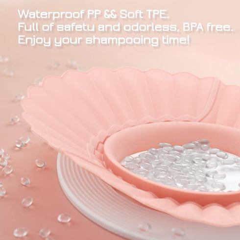 Baby Shower Cap Shield, Pink Bathing Cap, Soft Adjustable Visor Hat for Eye and Ear Protection