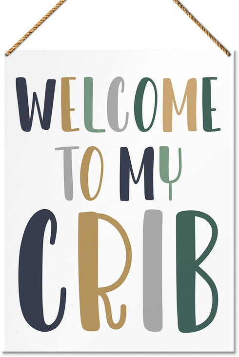 QVUXZ Wood Decorative Sign, Welcome to My Crib, Nursery Kids Son Room Playroom