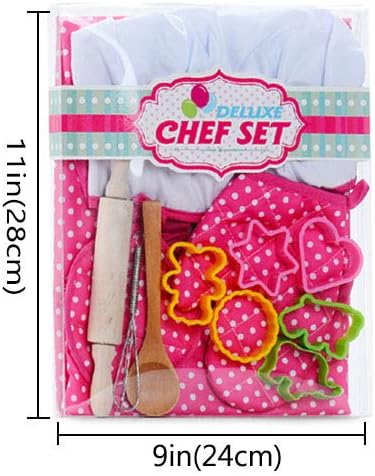 Chef Set for Kids - 13 Pcs Cooking and Baking Set with Apron, Chef Hat, Utensils, Gift for 3 Year Olds