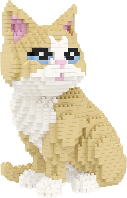 Set, 3D Kit,924 KLJM-05 Larcele Cat Micro Building Blocks Animal DIY Mini Building Toy Bricks Pieces (Golden Shorthair)