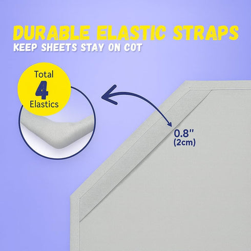 22"x52" Pack 12 Fitted Cot Sheet for Daycare Toddlers of Soft & Breathable Microfiber Cot Sheets with Reinforced