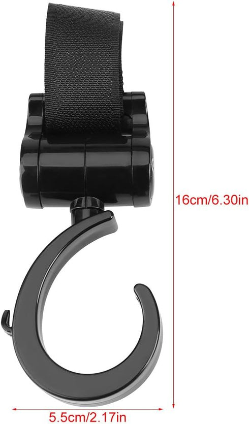 Fdit 2Pcs Stroller Hooks, ABS Plastic 360°Rotation Baby Infant Stroller Pushchair Hooks Hanger for Baby Diaper Bags Walker