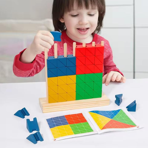 VATTAL Montessori Wooden Stacking Toy for Kids - Toddler & Preschool STEM Learning Creative Brain Teaser Educational