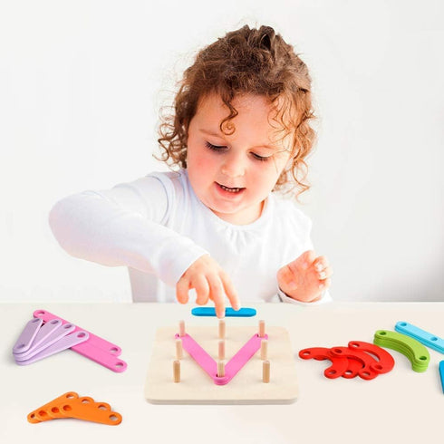 Set Coogam Wooden Letter Number Construction Puzzle Educational Stacking Blocks Toy Shape Color Sorter Pegboard