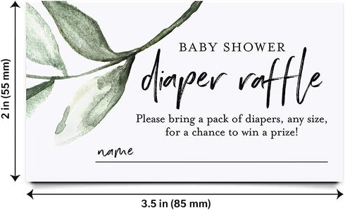 Bliss Collections Diaper Raffle Tickets for Baby Shower, Rustic Greenery, 50 Cards