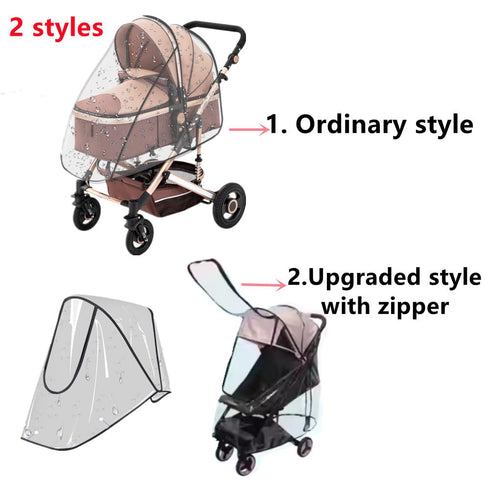 Dlmlemu Unisize Pet Stroller Rain Cover - Foldable Clear Protection for Snow, Wind & Rain, Suitable for Various