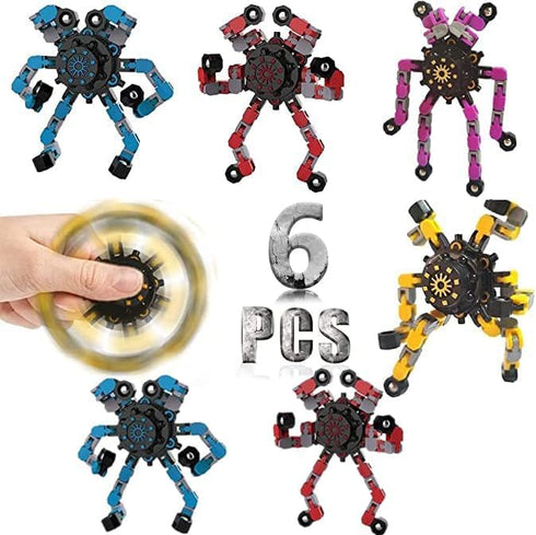 DUBANJOWE 6 Pcs Fidget Spinners Toys for Kids & Adults, Deformable Robot Transformable