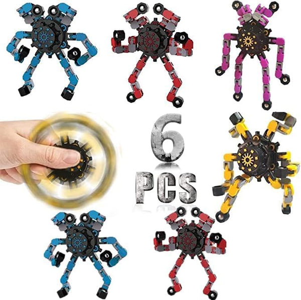 DUBANJOWE 6 Pcs Fidget Spinners Toys for Kids & Adults, Deformable Robot Transformable