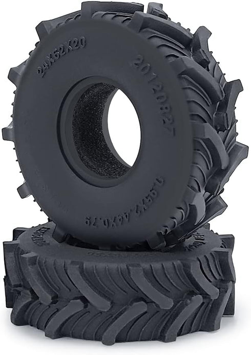 RCHUBAM 4PCS 1.0" Micro Crawler Tires - Rubber Mud Tires for 1/18 TRX4M 1/24 Axial SCX24 RC Crawler Car (62mm)