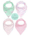 REVERSIBLE & WATERPROOF Cotton Baby Bandana Drool Bibs for Girls - Pack of 4 Soft Absorbent Teething Bib Set
