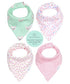 REVERSIBLE & WATERPROOF Cotton Baby Bandana Drool Bibs for Girls - Pack of 4 Soft Absorbent Teething Bib Set