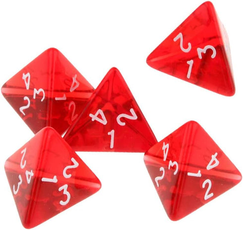 5PCS Polyhedral Dice 20mm D4 for Dungeons and Dragons DND RPG MTG Table Games Red with Black Bag