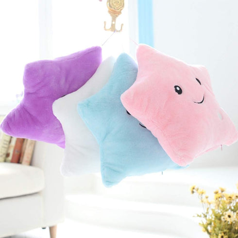 Twinkle Star Shaped Plush Pillow, Creative LED Night Light Glow Cushion for Kids, Decoration (Purple)
