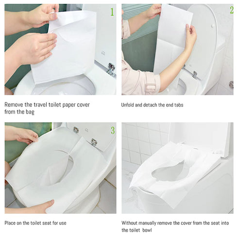 Disposable Toilet Seat Covers, 50-Count Flushable Paper for Adults and Kids, Great for Public Restrooms
