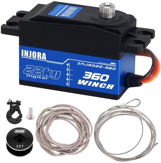 INJORA INJS022-360 22KG 360 Rotation Digital Servo with 25T Low Profile Winch