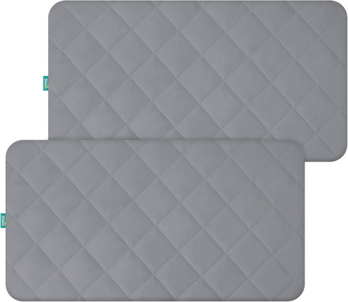 Crib Mattress Protector Waterproof Crib Sheets Fitted 2 Pack Gray Quilted Toddler