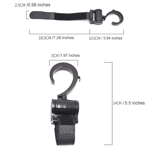 Stroller Hooks, Pack of 2, Black, for Hanging Diaper Bags, Baby Stuff Organizer, Groceries, Purse