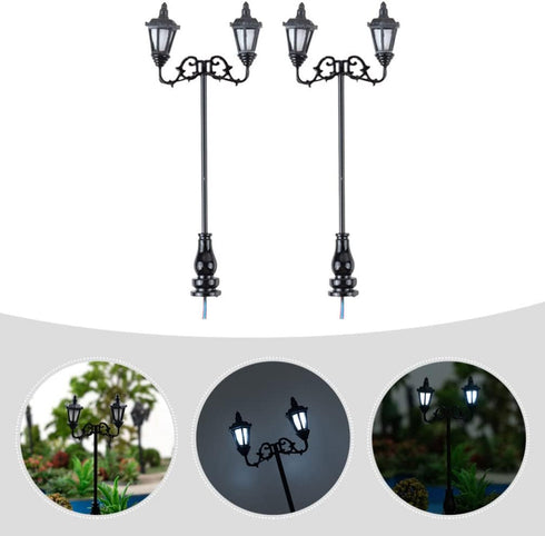 Yardwe 2pcs Miniature Street Light Model, 1:87 Road Light Micro Landscape Ornament for Outdoor Decor