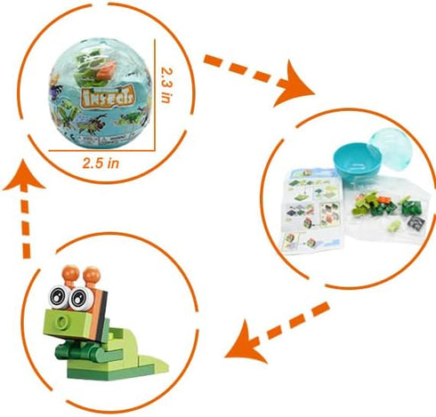 12 PCS Pre Filled Easter Eggs with Insect Building Blocks, Mini Toys for Kids Party Favors and Basket Stuffers