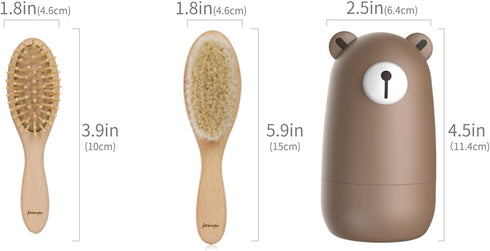 6-in-1 Set, Baby Grooming Natural Wooden Hairbrush and Comb, Nail Clippers,Nail Scissors, Nail File and Tweezers