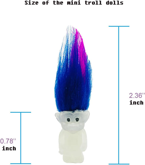 10pcs 1.2" 2.3" (10pcs) Luminous Mini Troll Dolls Glow in The Dark Vintage Action Figures Troll Dolls Bodies, Hair.