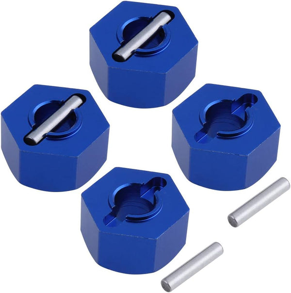 HobbyPark Aluminum 12mm Hex Wheel Hubs Nuts w/Pins Replacement of 1654 for RC Traxxas 1/10 Slash 4x4 (Navy Blue)