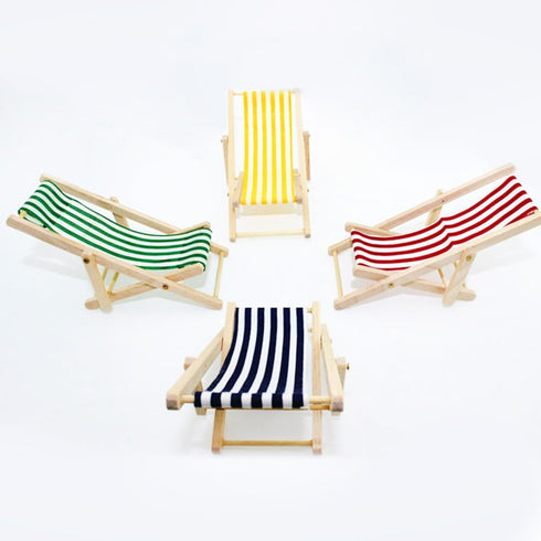 Mini Beach Chair, Wooden Beach Items for Dollhouse Miniatures, Beach Cake Decorations