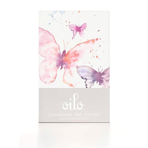 Oilo Changing Pad Cover, Breathable 100% Turkish Cotton Fitted Jersey, Fits Standard Changing Pads, Butterfly Design