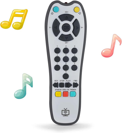 Kids Musical TV Remote Control Toy with Soft Light and Sound, Adjustable Volume Learning Toy for 6 Months+