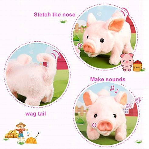 Liberty Imports My Pet Pig, Electronic Plush Piggy Toy Piglet that Walks, Wags Tail, Wiggles Nose, and Makes Oink