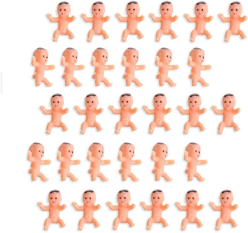 CCINEE 60 Pieces 1 Inch Mini Plastic Babies for Baby Shower Games, Bulk Tiny King Cake Babies Figurines for Party